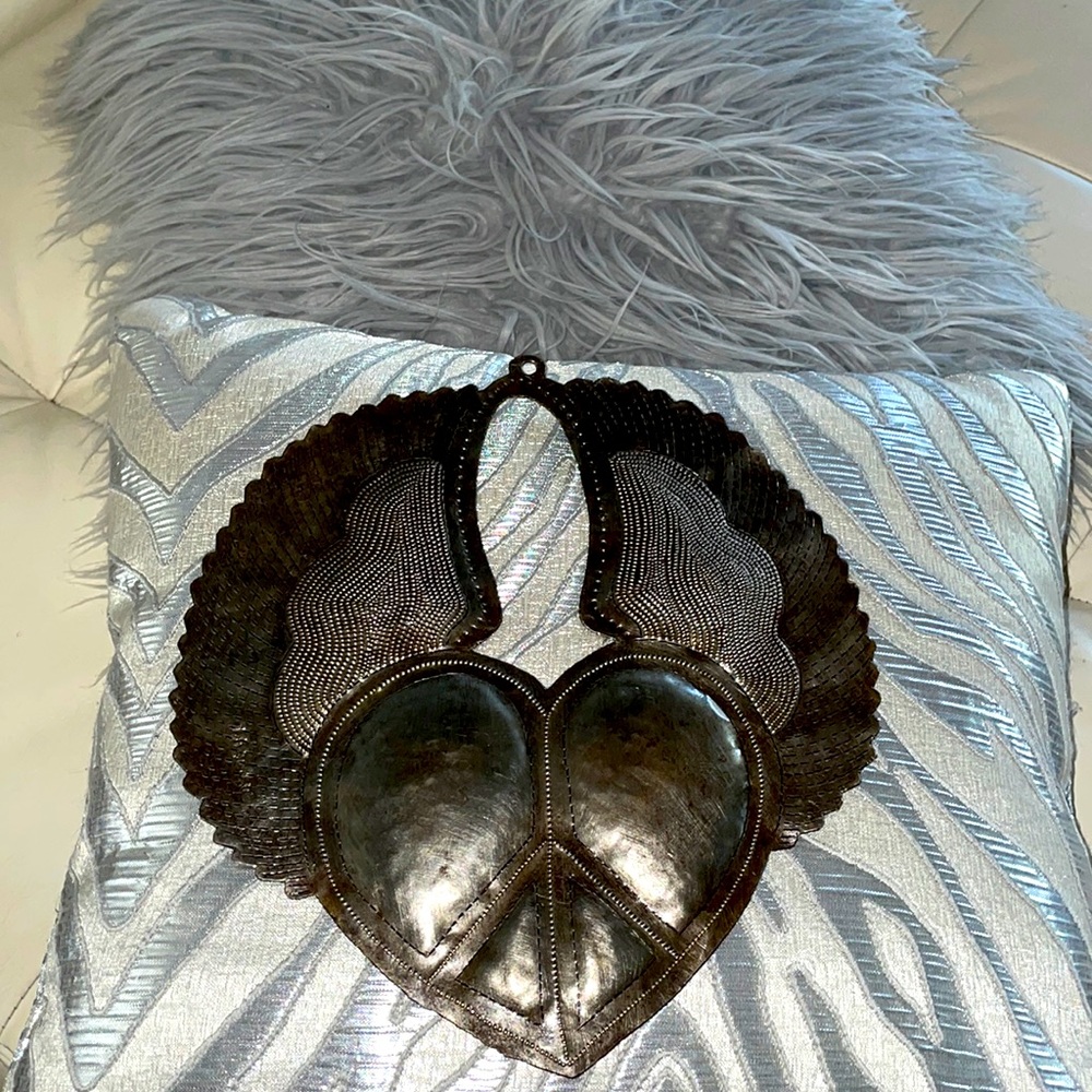 Signed Handmade Flying Heart Made from Steel Oil Drum! Perfect Valentine gift!!!